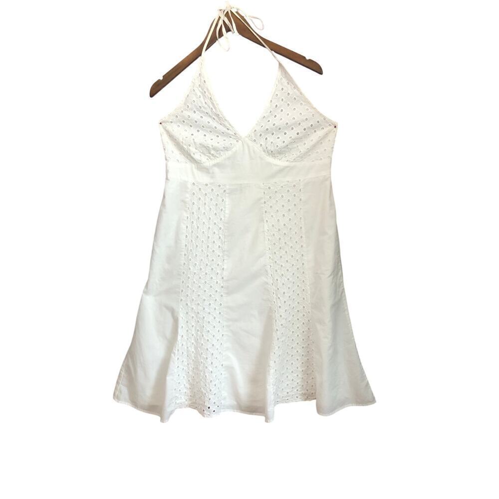 Axcess white cutwork halter‎ neck dress 14